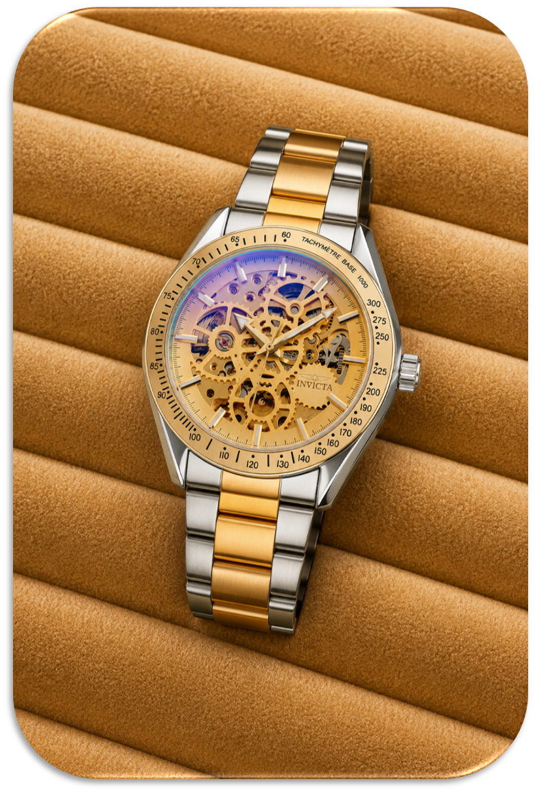 Invicta Objet D’Art Automatic Men's Watch w/ Gold Skeleton Dial, 43mm, Bimetal. (LFA2611016)