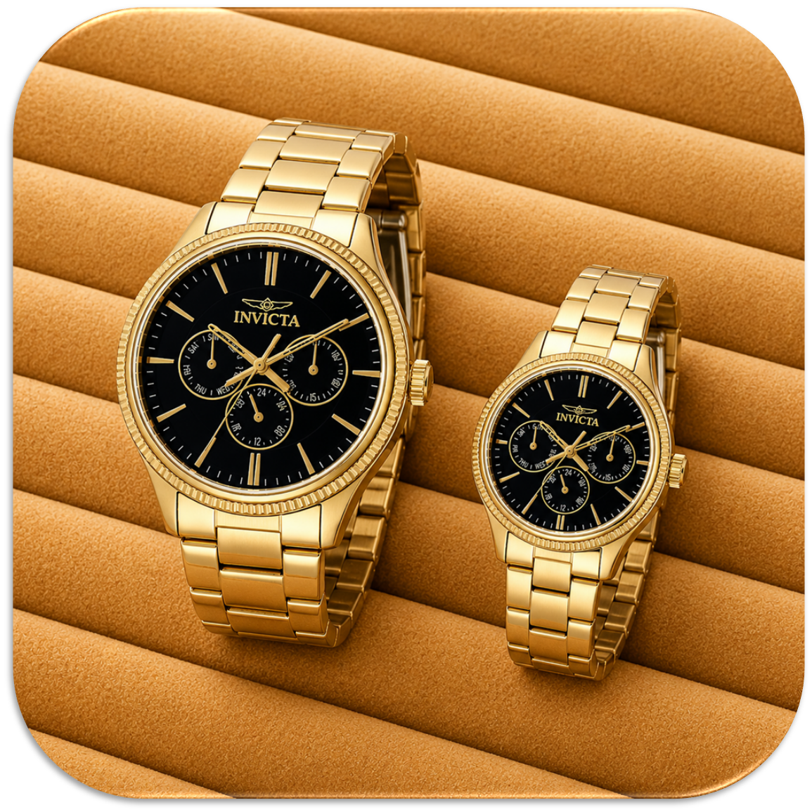 Invicta, Specialty Women's & Men's Watch Set - 42mm & 34mm. Quarzt, Gold. (LFA2611017)