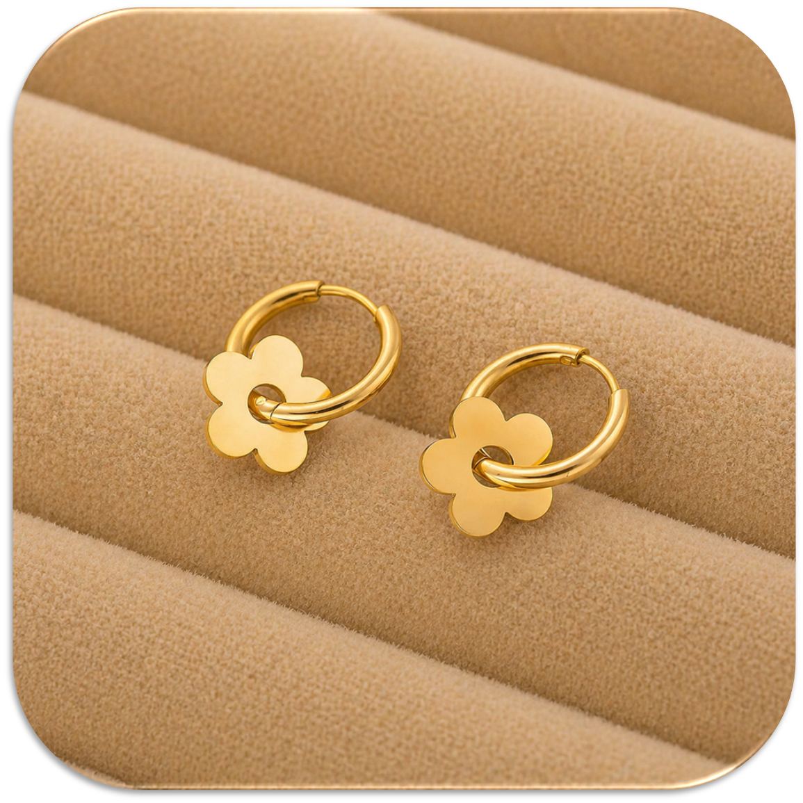 Women's Stainless Steel Gold Flower Earring. (LFA1411003)