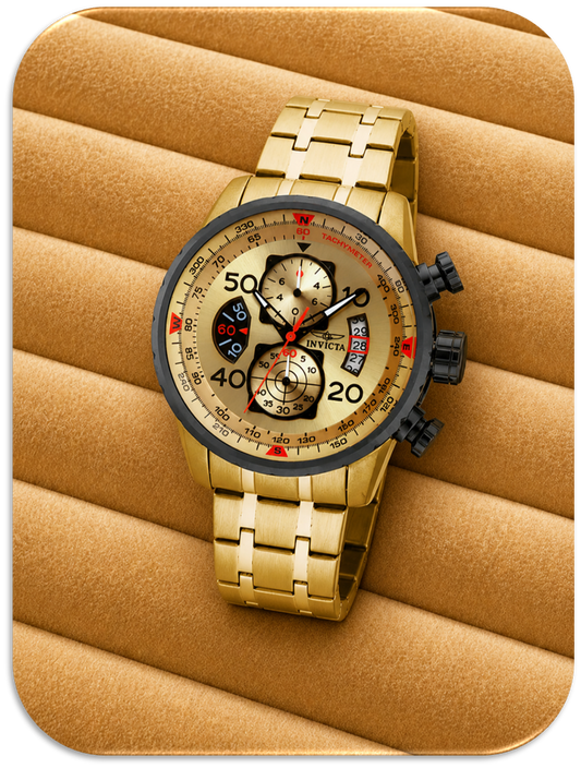 Invicta Aviator Men's Watch. 48mm. Quartz. Gold. (LFA2611020)