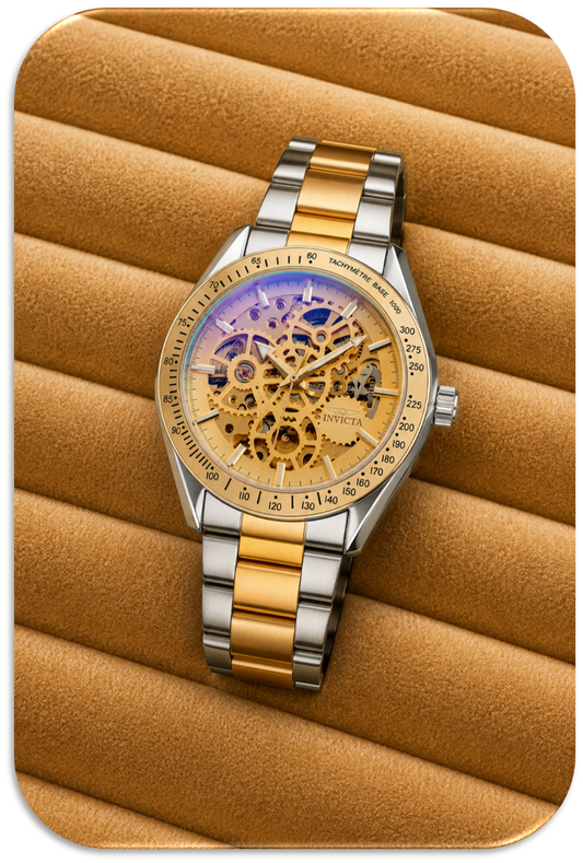 Invicta Objet D’Art Automatic Men's Watch w/ Gold Skeleton Dial, 43mm, Bimetal. (LFA2611016)