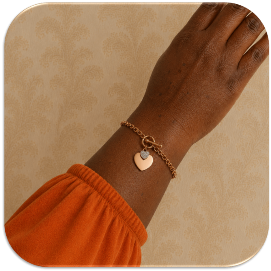 Women's Rose Gold-Plated Heart Charm Bracelet (LFA1215007)