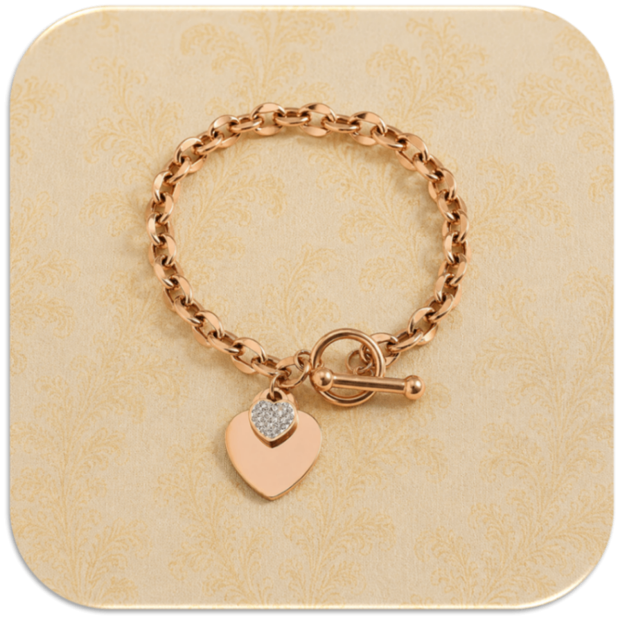 Women's Rose Gold-Plated Heart Charm Bracelet (LFA1215007)
