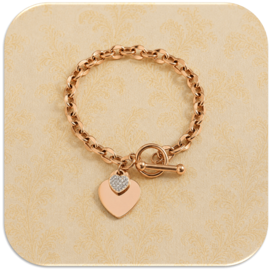 Women's Rose Gold-Plated Heart Charm Bracelet (LFA1215007)