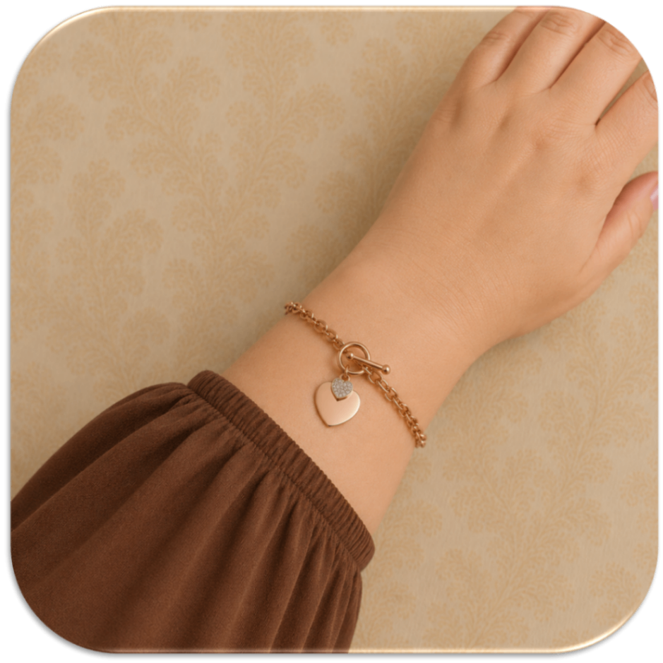 Women's Rose Gold-Plated Heart Charm Bracelet (LFA1215007)