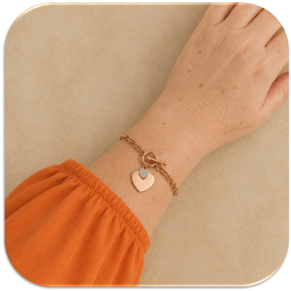 Women's Rose Gold-Plated Heart Charm Bracelet (LFA1215007)
