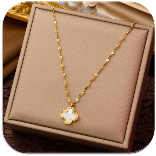 Women's Necklace with Lip Chain Double-Sided Four-Leaf Clover (LFA1111005)