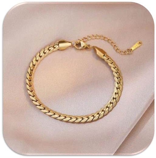 Women's Bracelet with 14K Real Gold Plating Featuring Curb chain (LFA1211005)