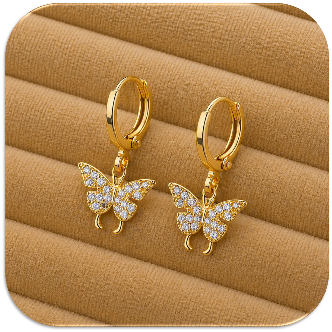 Women's Double Drop Earrings with Butterfly. (LFA1421015)