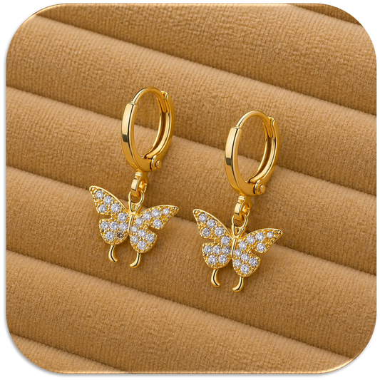 Women's Double Drop Earrings with Butterfly. (LFA1421015)