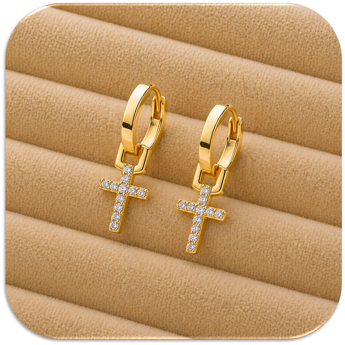 Women’s Sparkling Cross Earrings. (LFA1421011)