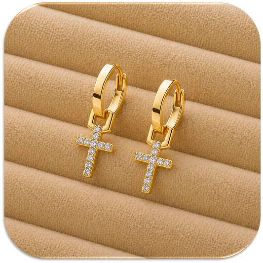 Women’s Sparkling Cross Earrings. (LFA1421011)