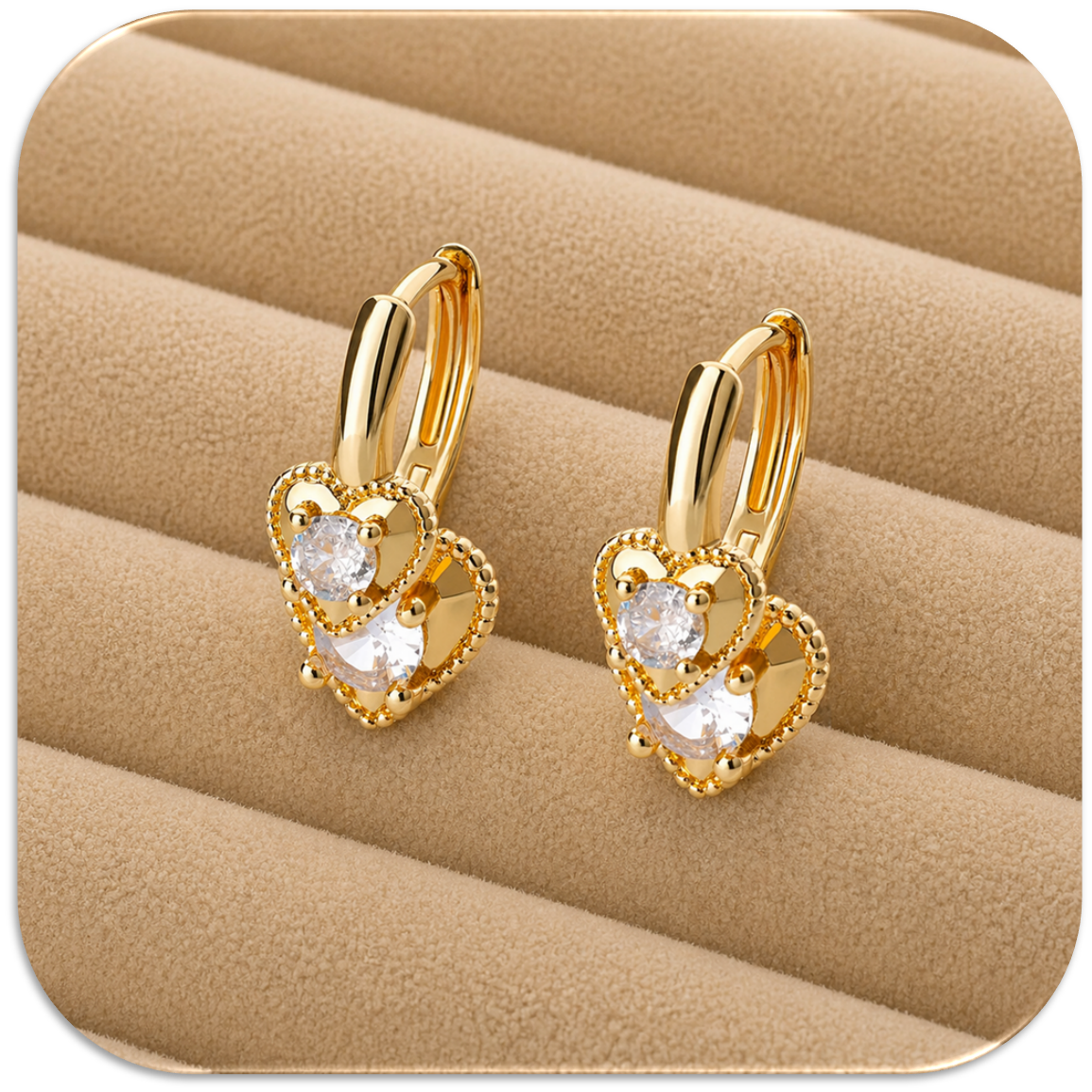 Women’s Heart-Shaped Earrings with Brilliant Stone Accents. (LFA1421008)