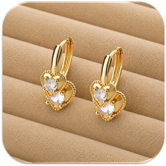 Women’s Heart-Shaped Earrings with Brilliant Stone Accents. (LFA1421008)