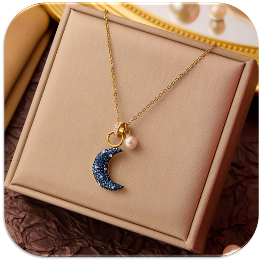 Women's Necklace featuring Blue White Shining Moon (LFA1111018)