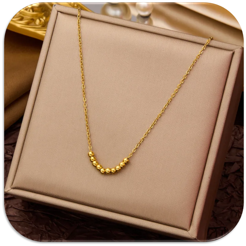 Women's Necklace with Perfect Small Gold Beads (LFA1111012)