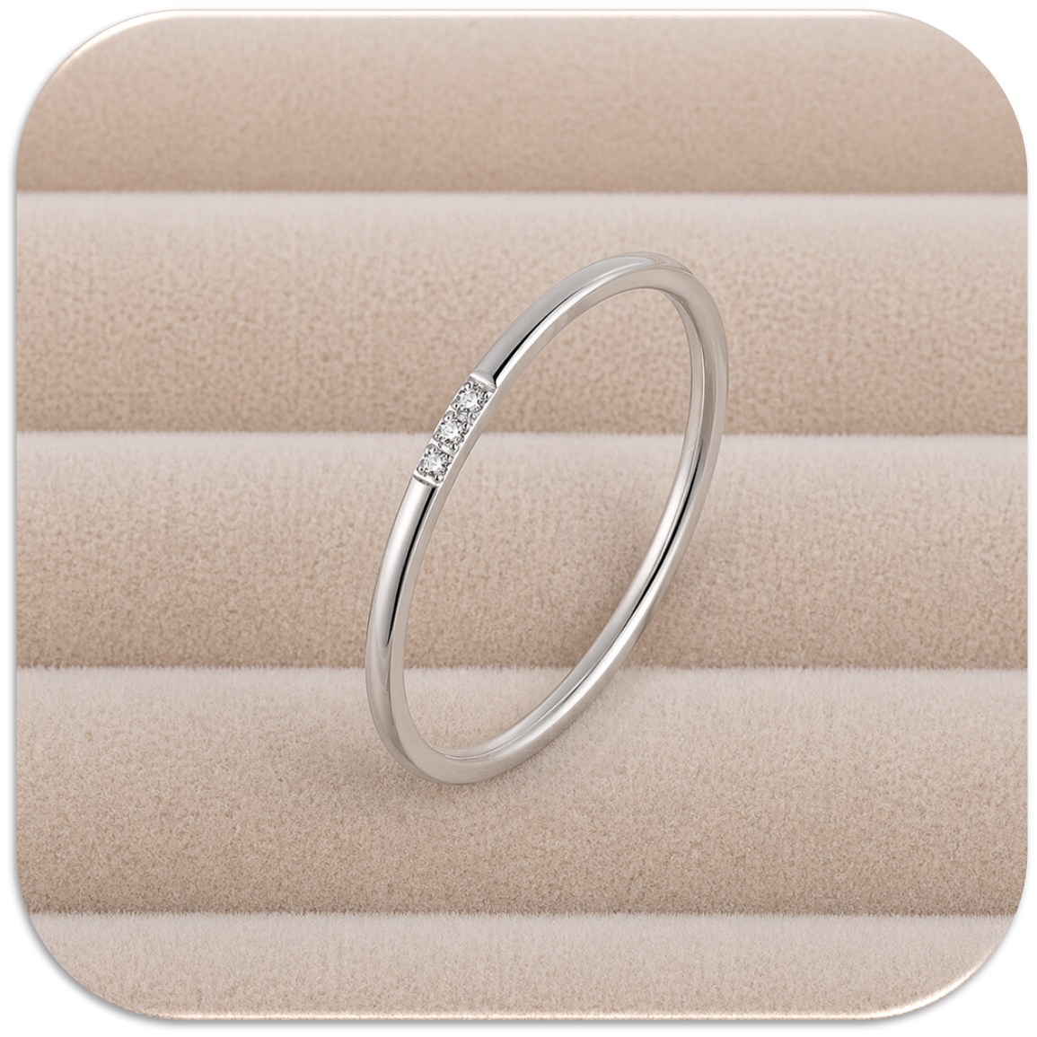 Women's Silver Stainless Steel Three Zircon Embedded Ring. (LFA1312008)
