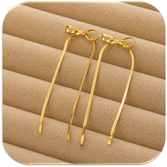 Women's Stainless Steel Gold Bowknot Earrings. (LFA1411002)