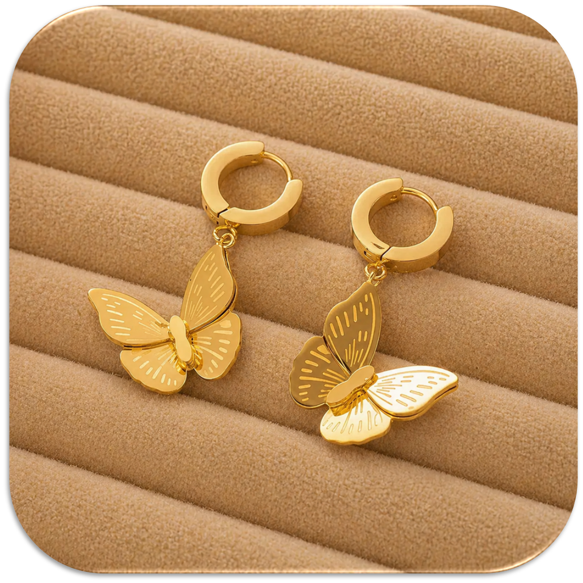 Women's Stainless Steel Gold Butterfly Earring. (LFA1411004)