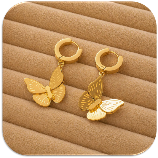 Women's Stainless Steel Gold Butterfly Earring. (LFA1411004)