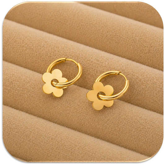 Women's Stainless Steel Gold Flower Earring. (LFA1411003)