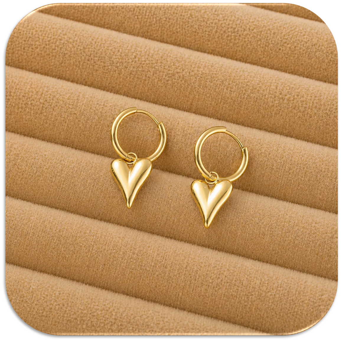 Women's Stainless Steel Gold Pointed Heart Earring. (LFA1411006)