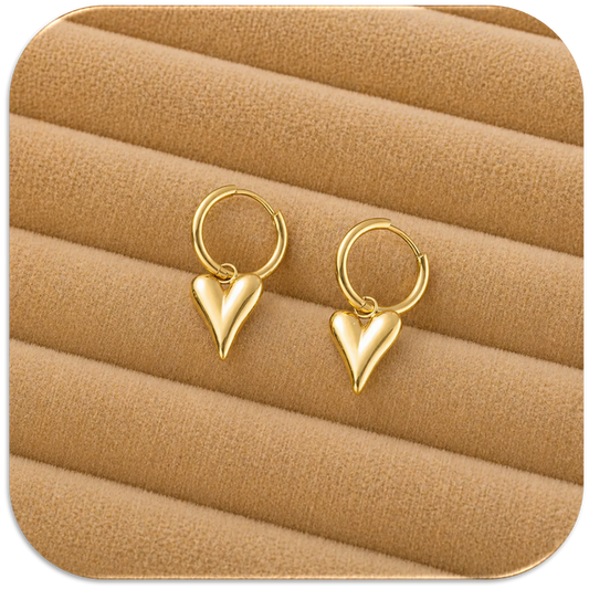 Women's Stainless Steel Gold Pointed Heart Earring. (LFA1411006)